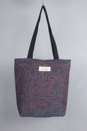 Space Blue Hand Embroidery Tote Bag