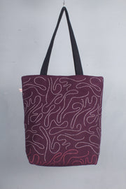 Maroon Hand Embroidery Tote Bag