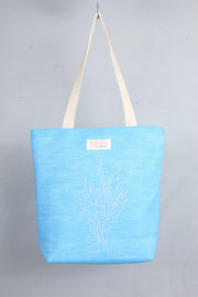 Sky Blue Hand Embroidery Tote Bag