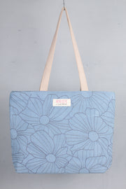 Sky Blue Hand Embroidery Tote Bag
