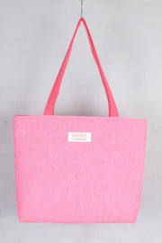 Hand Embroidery Pink Tote Bag