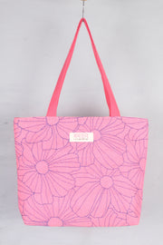 Hand Embroidery Pink Tote Bag
