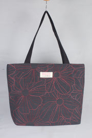 Hand Embroidery Gray Tote Bag