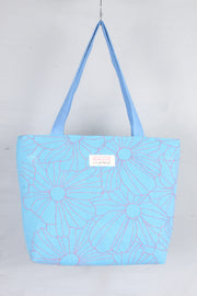 Hand Embroidery Sky Blue Tote Bag