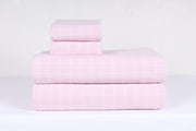 Baby Pink and White Check Double Bedsheet Set