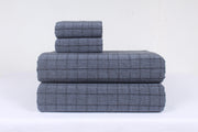 Trout Gray and Black Striped Check Double Bedsheet