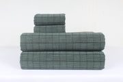 Sage Green and Black Striped Check Double Bedsheet