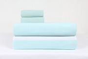 Sea Green, Green and White Double Bedsheet with Pillow Covers