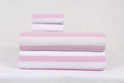 Pink and White Striped Double Bedsheet with Pillow Covers