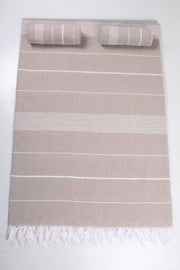 Gray Double Bedsheet with White Striped