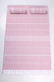 Pink Double Bedsheet with White Striped