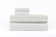 Gray Double Bedsheet With White Striped