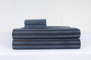 Blue and Black Striped Soft Double Bedsheet