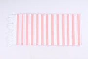 White and Peach Single Bedsheet with Stripes