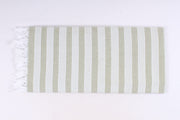 Off White and Sea Green Striped Single Bedsheet