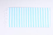 White and Sky Blue Striped Single Bedsheet
