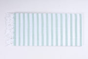 White and Sea Green Striped Single Bedsheet