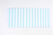 White and Sky Blue Striped Single Bedsheet
