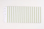 Green and White Lining Single Bedsheet