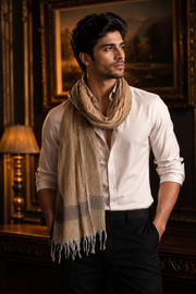 Brown Self Striped Gamchha with Black Border