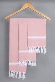 Peach Napkin with White Striped Border