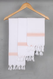 White Napkin with Peach Border