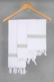 White Napkin with Green Lining Border