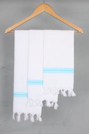 White Napkin with Sky Blue Lining Border