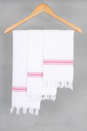 White Napkin with Magenta Lining Border