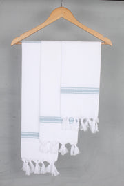 White Napkin with Pine Green Border