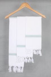 White Napkin with Green Border