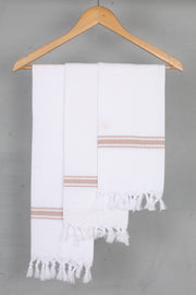 White Napkin with Brown Border