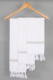 White Napkin with Green Border