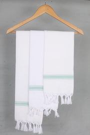 White Napkin with Green Border