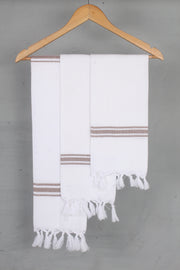 White Napkin with Brown Border