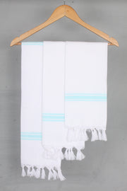 White Napkin with Sky Blue Border