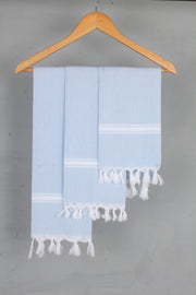 Light Blue Napkin with White Border