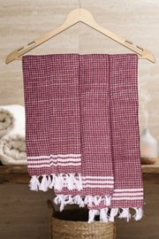 Maroon Napkin with White Stripes
