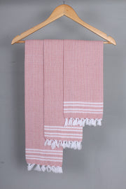 Salmon Napkin with White Striped Border