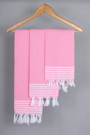 Peach Napkin with White Striped Border