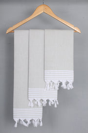 Gray Napkin with White Striped Border