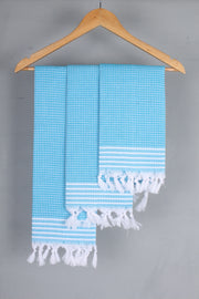 Sky Blue Napkin with White Striped Border