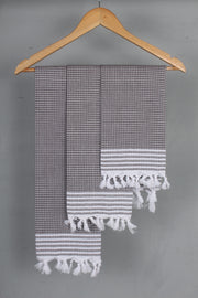 Slaty Gray Napkin with White Striped Border