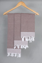 Pecan Brown Napkin with White Striped Border