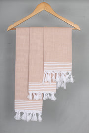 Peach Napkin with White Striped Border