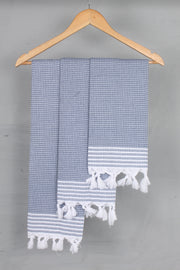 Blue Napkin with White Lining Border
