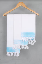 White Napkin with Sky Blue Border