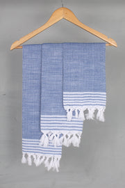 Blue Napkin with White Lining Border