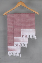 Maroon Napkin With White Striped Border