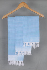 Sky Blue Napkin with White Striped Border